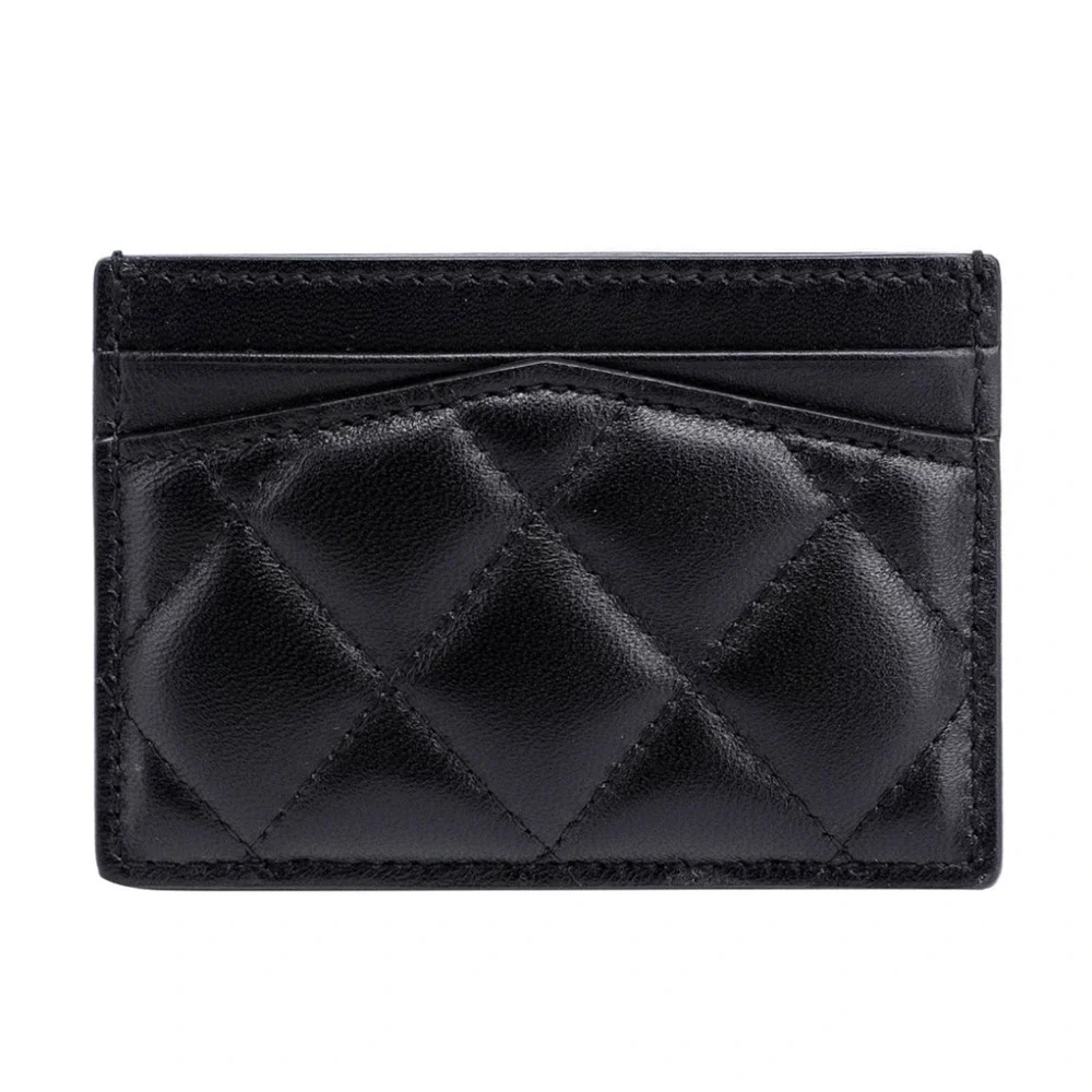 Alexander McQueen Quilted Leather Skull Card Holder Black